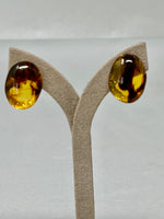 Load image into Gallery viewer, Silver and Amber Fossil Stud Earrings
