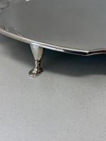 Load image into Gallery viewer, Antique Silver Plated Chippendale Salver on 4 Feet
