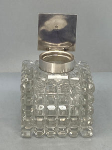 Antique Sterling Silver & Cut Glass Inkwell
