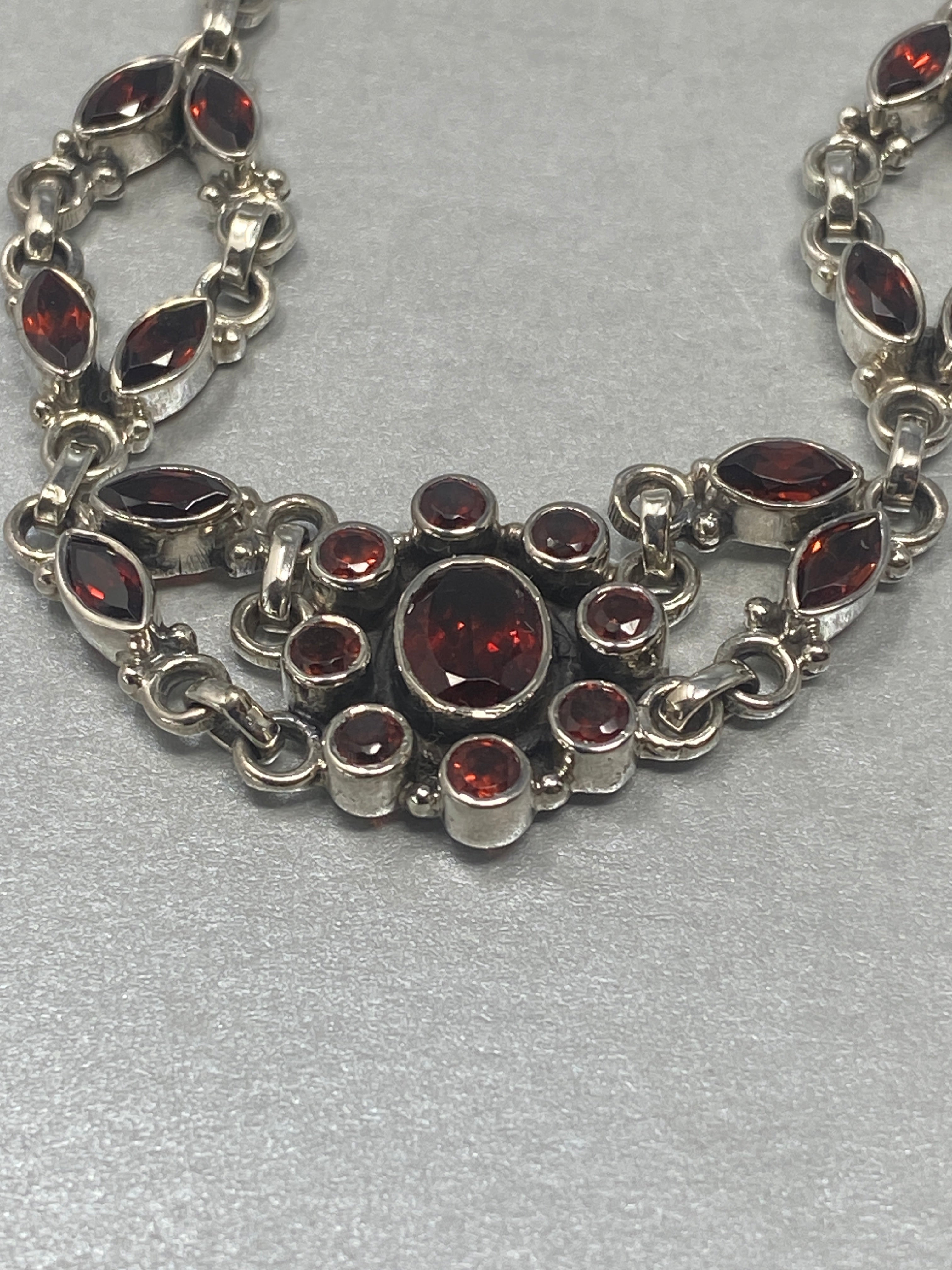 Sterling Silver & Garnet Bracelet