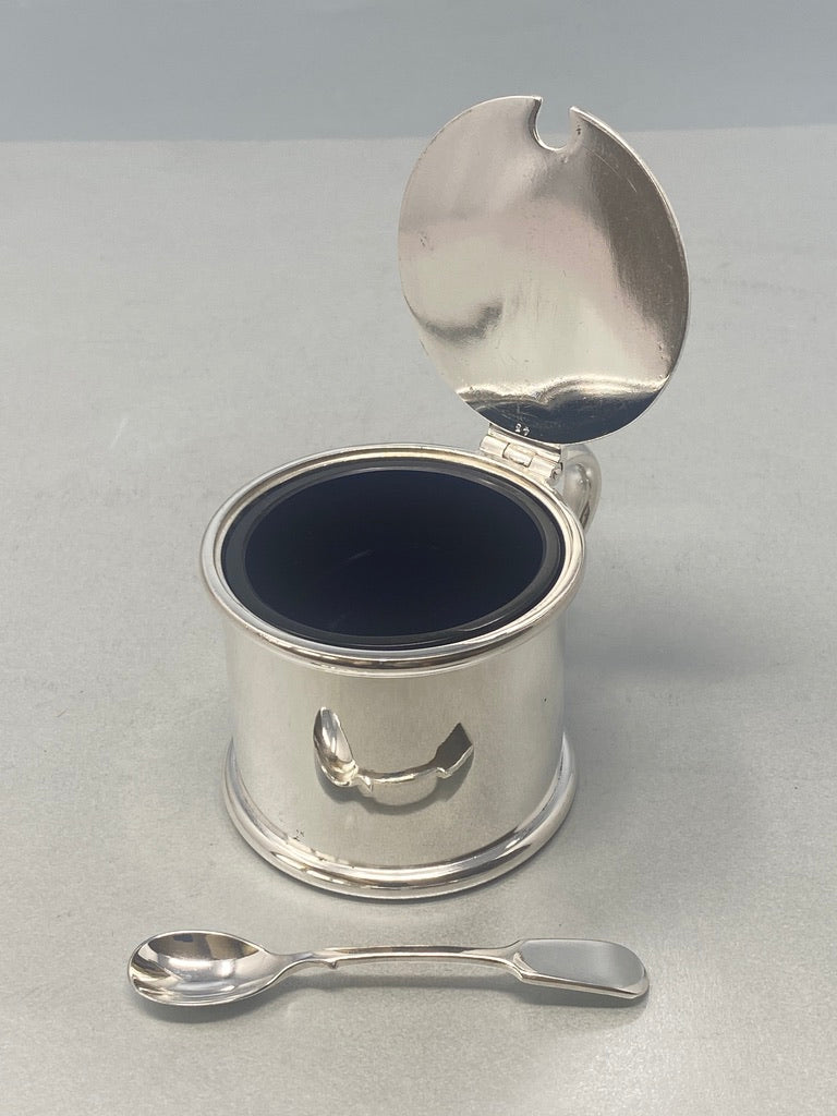 Antique Victorian Silver Plated Mustard Pot & Spoon