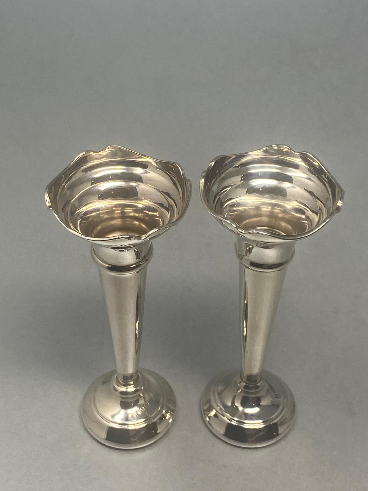 Pair of Sterling Silver Bud Vases