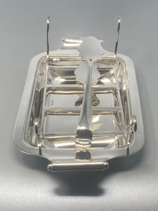 Victorian Silver Plated Asparagus Dish with Grill and Tongs