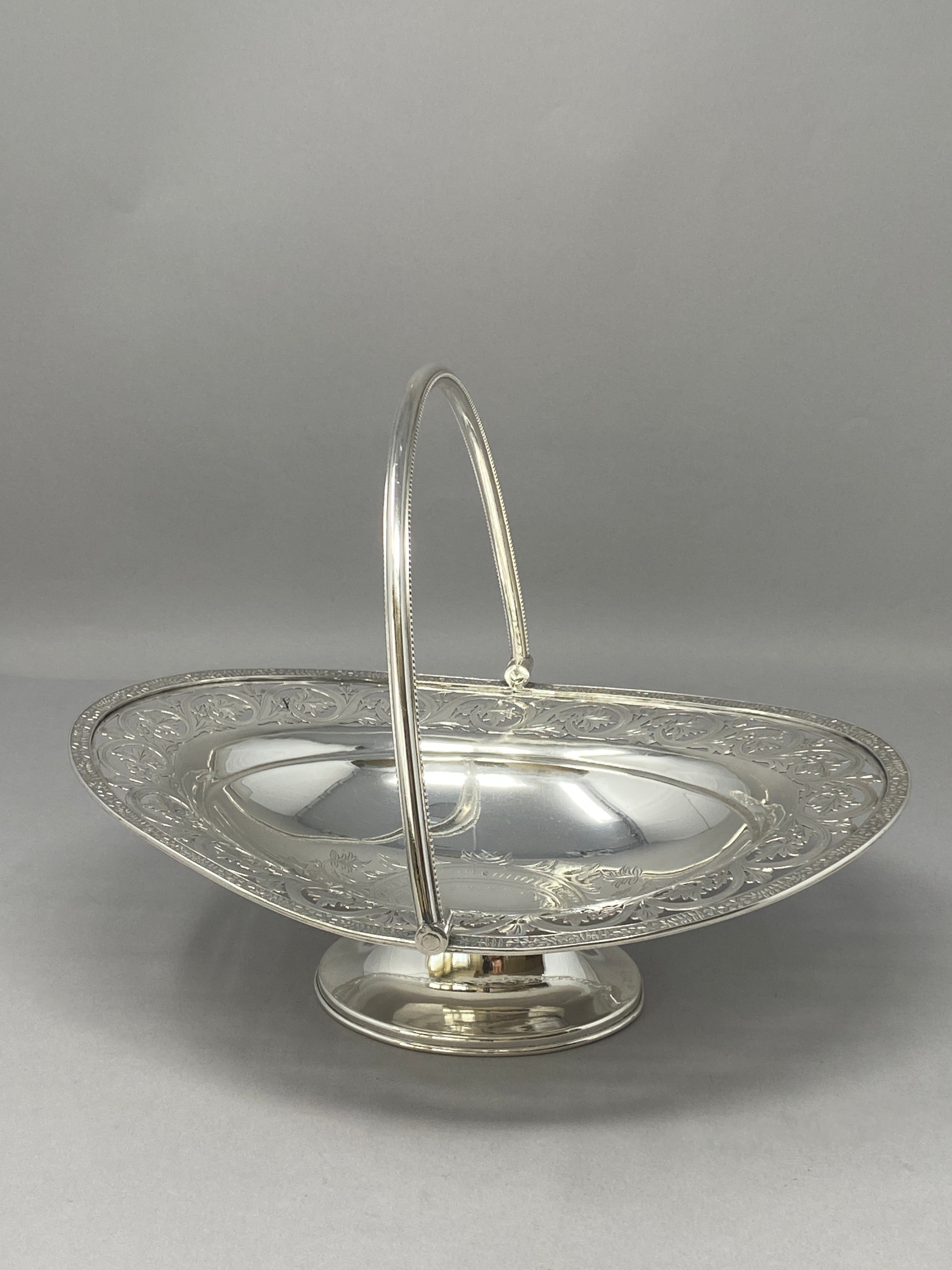 Victorian Silver Plated Swing Handled Cake/Sweet Basket