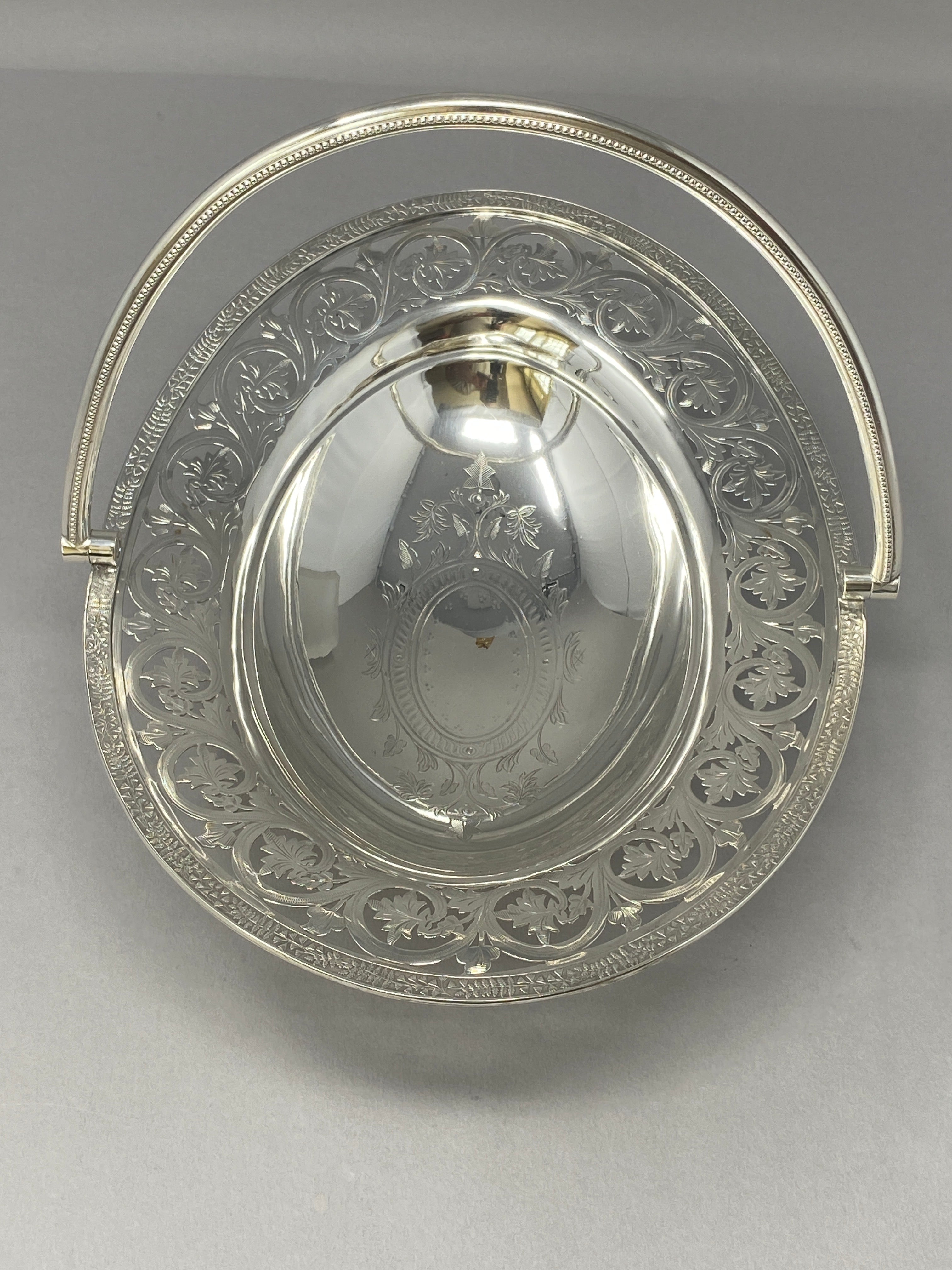 Victorian Silver Plated Swing Handled Cake/Sweet Basket