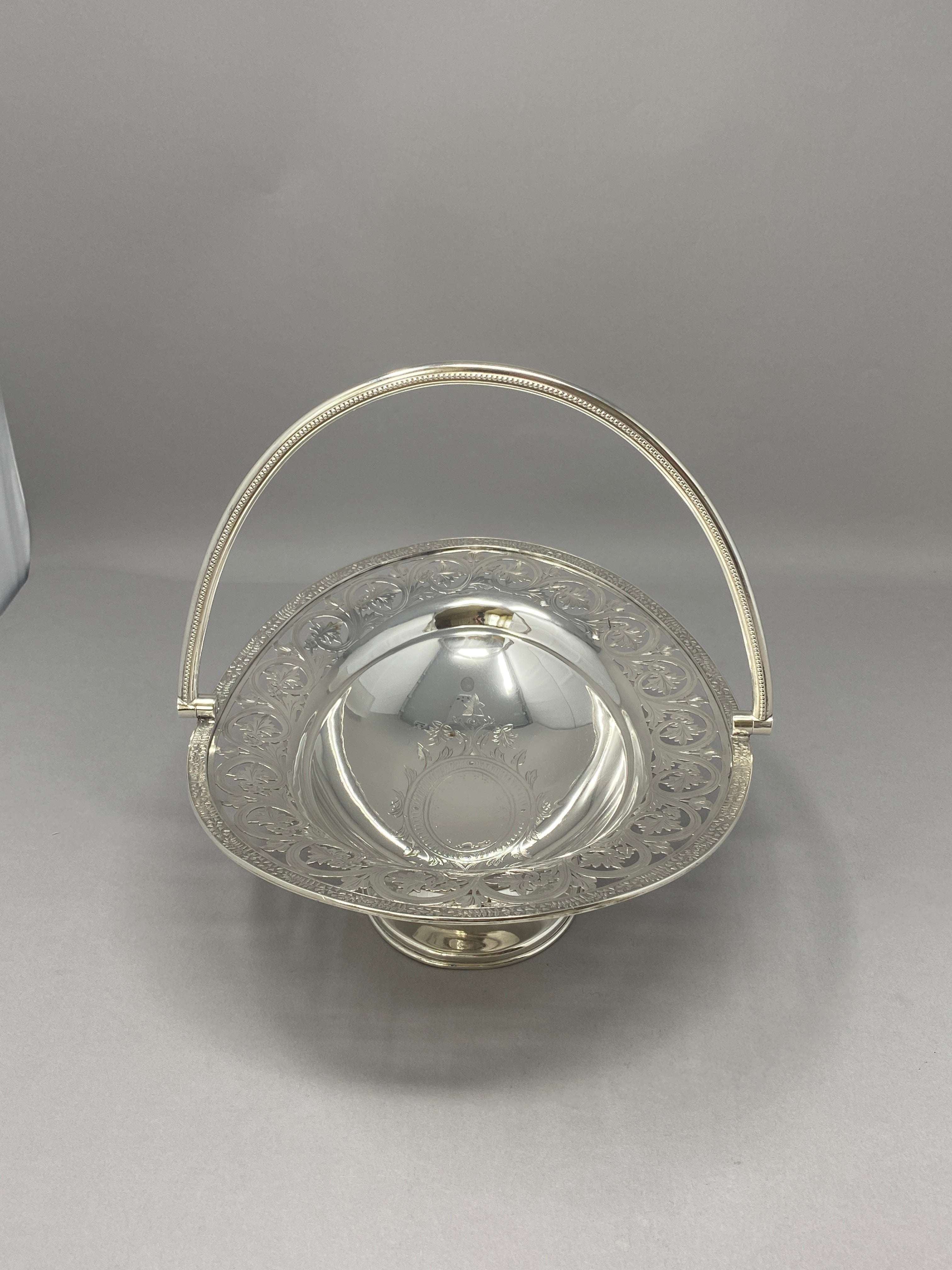 Victorian Silver Plated Swing Handled Cake/Sweet Basket