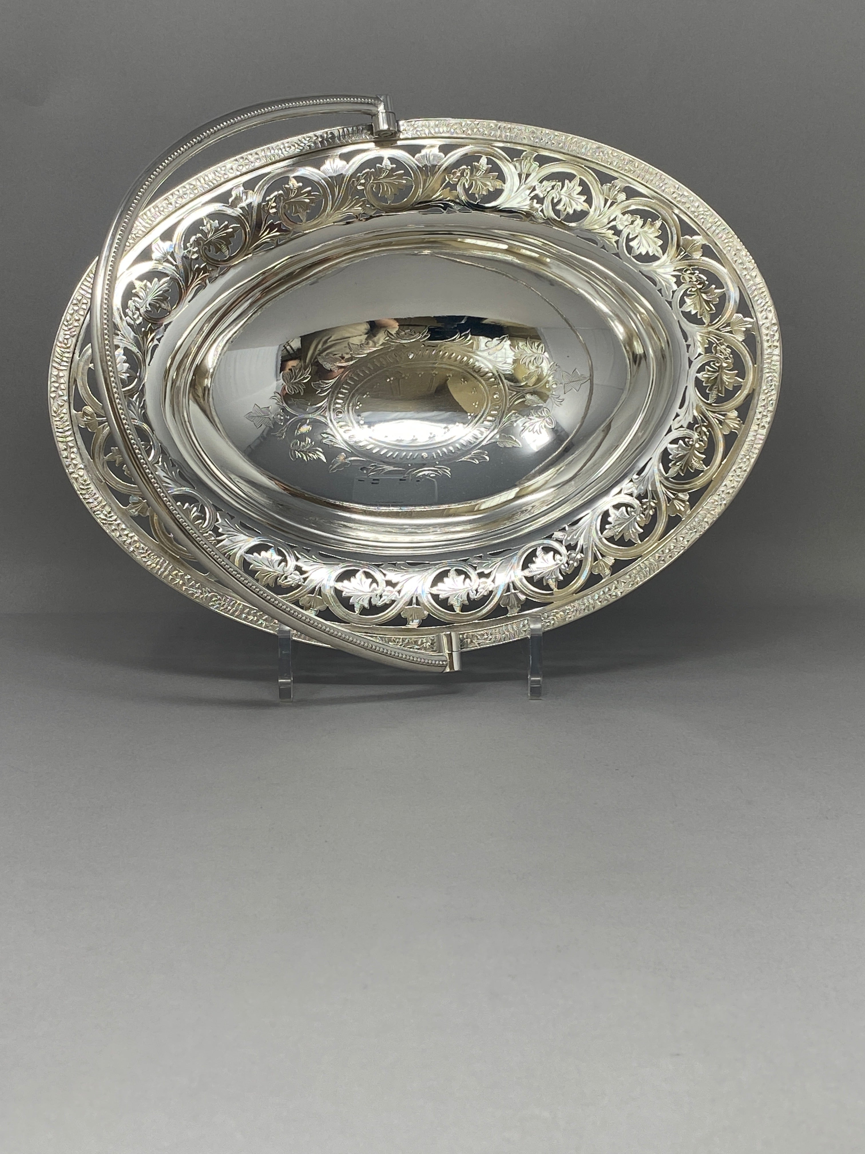 Victorian Silver Plated Swing Handled Cake/Sweet Basket