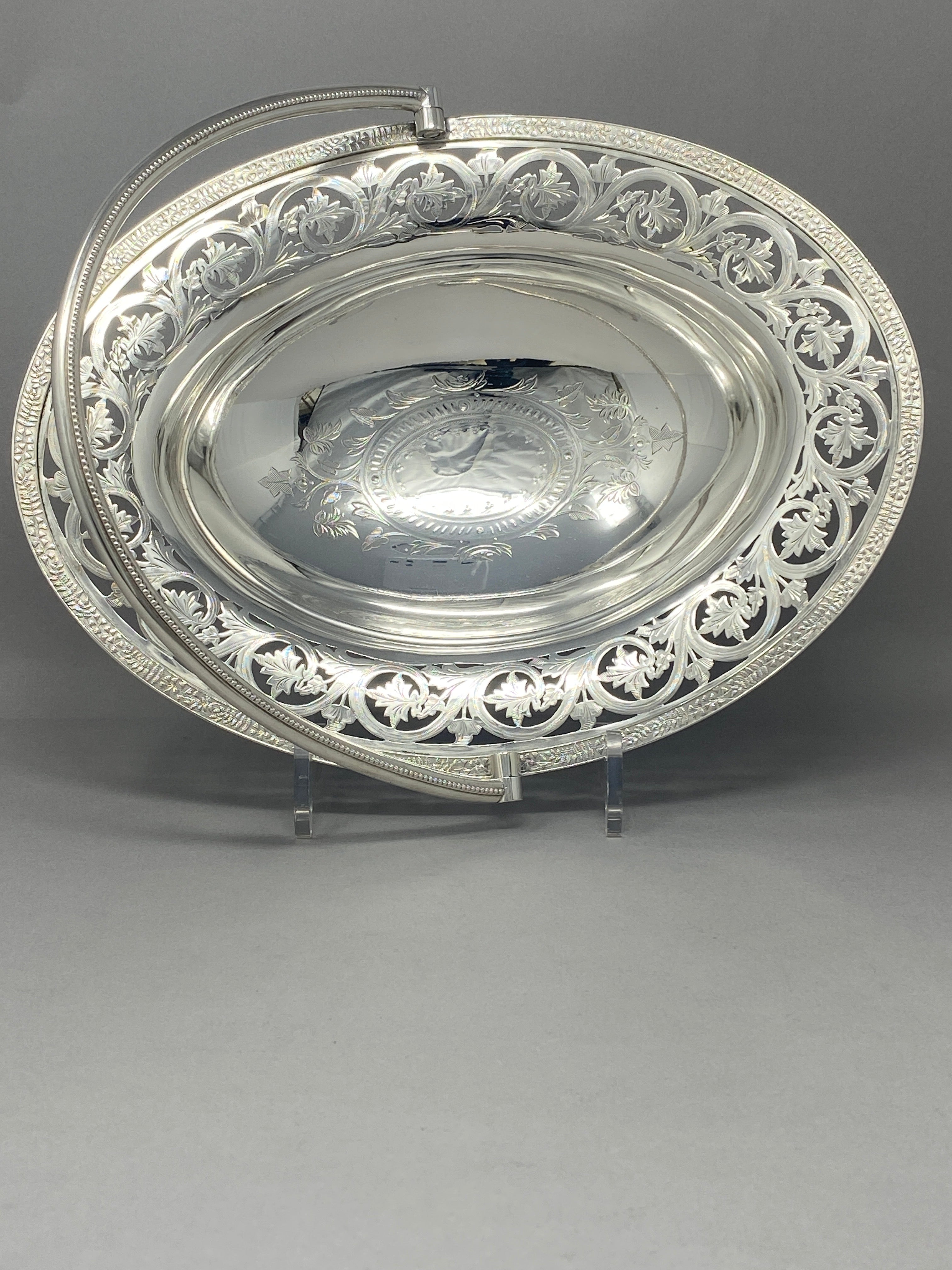 Victorian Silver Plated Swing Handled Cake/Sweet Basket