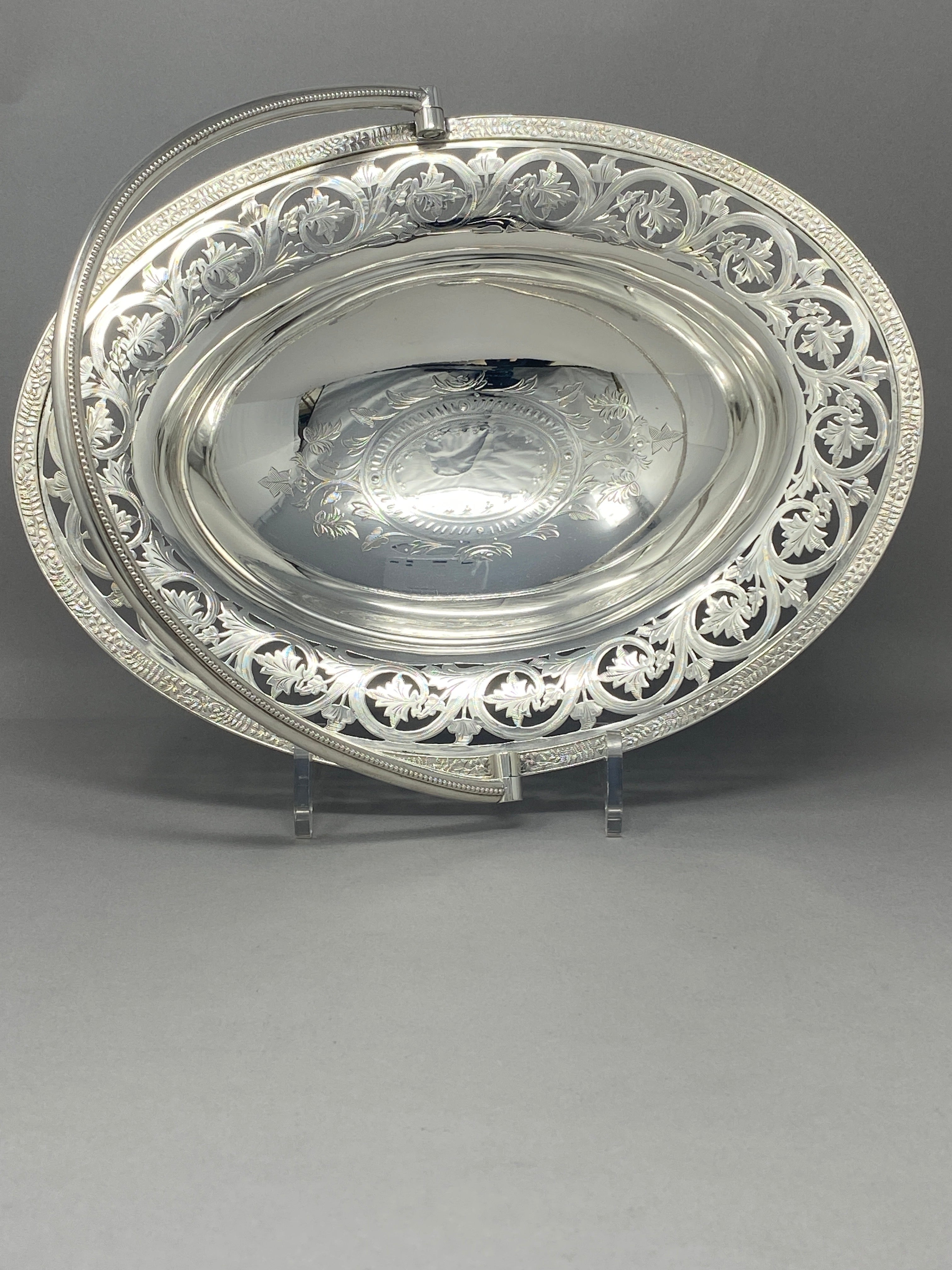 Victorian Silver Plated Swing Handled Cake/Sweet Basket