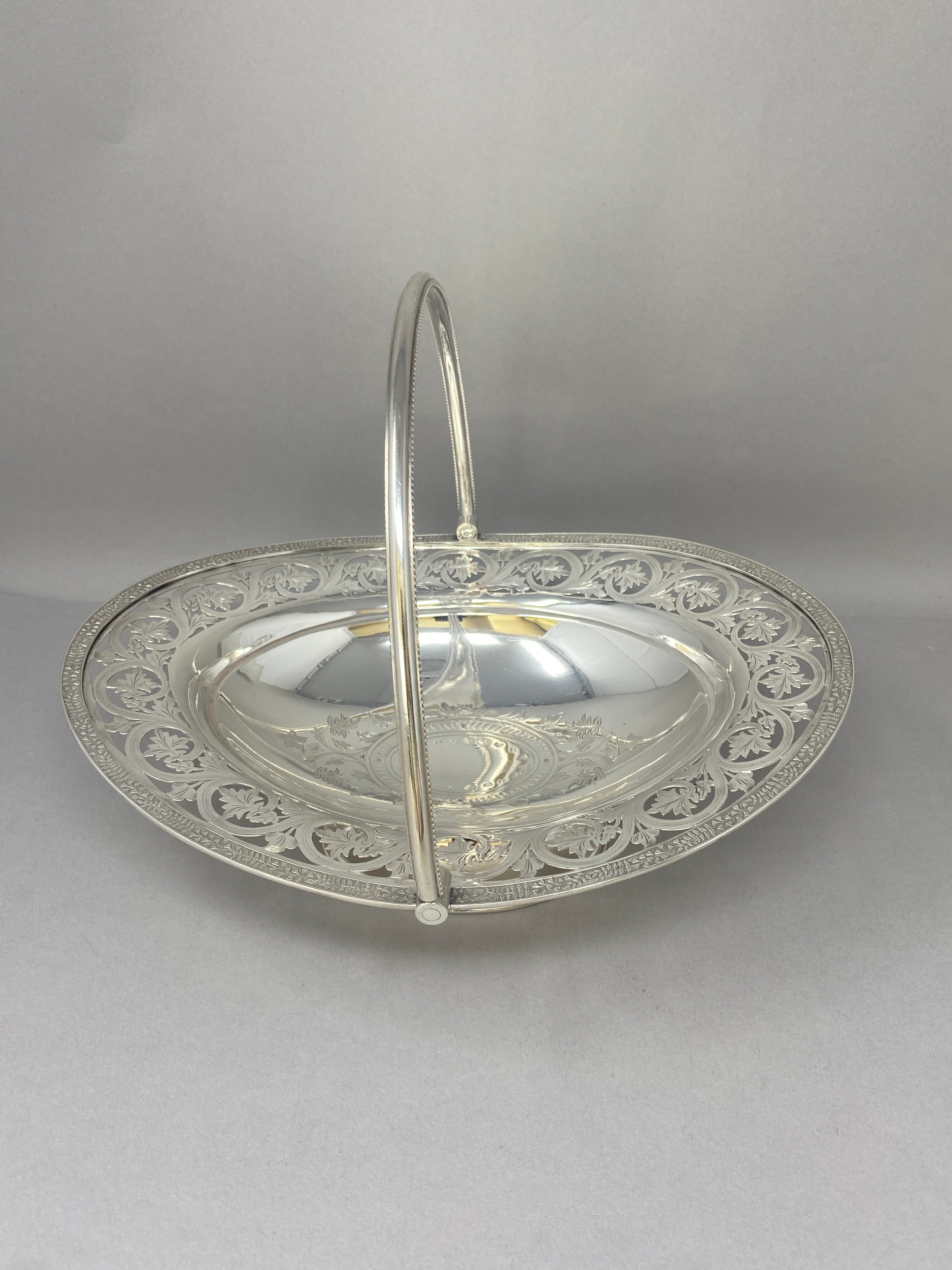 Victorian Silver Plated Swing Handled Cake/Sweet Basket
