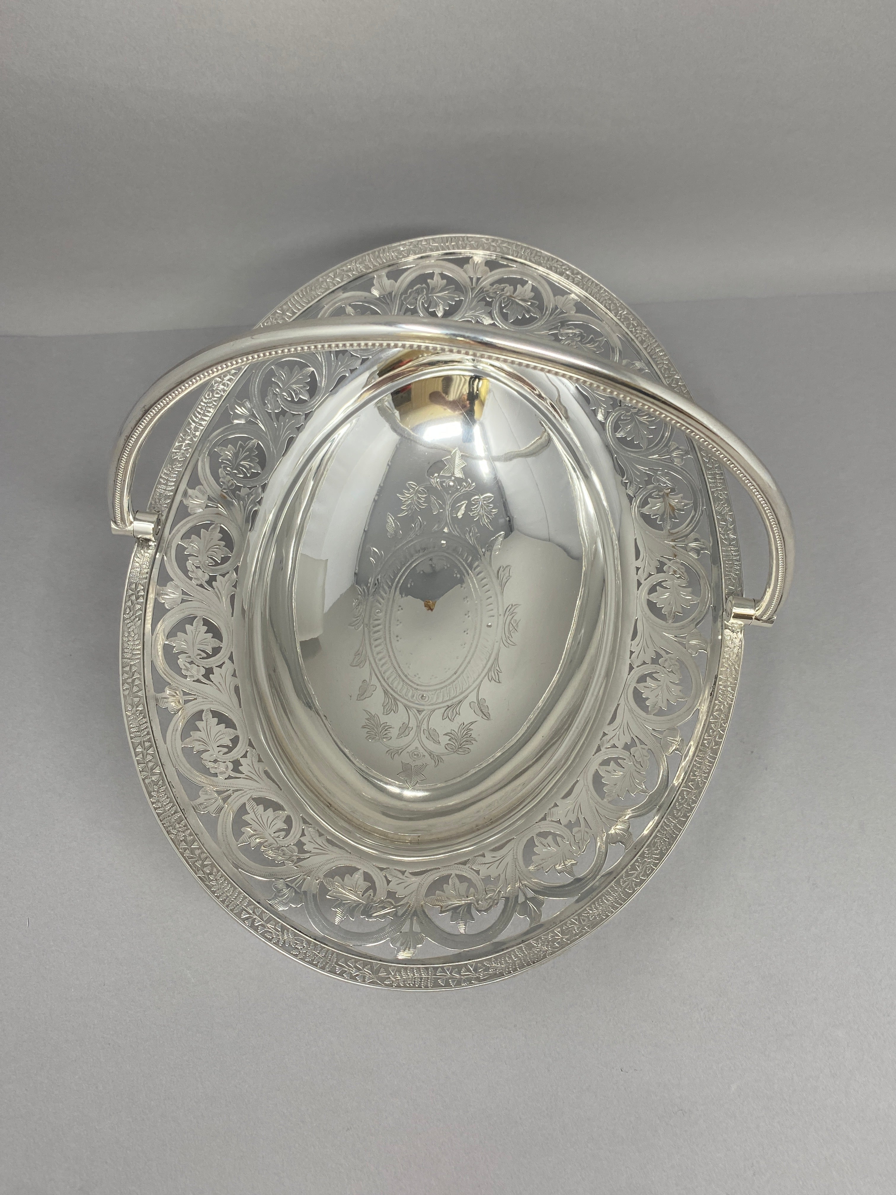 Victorian Silver Plated Swing Handled Cake/Sweet Basket
