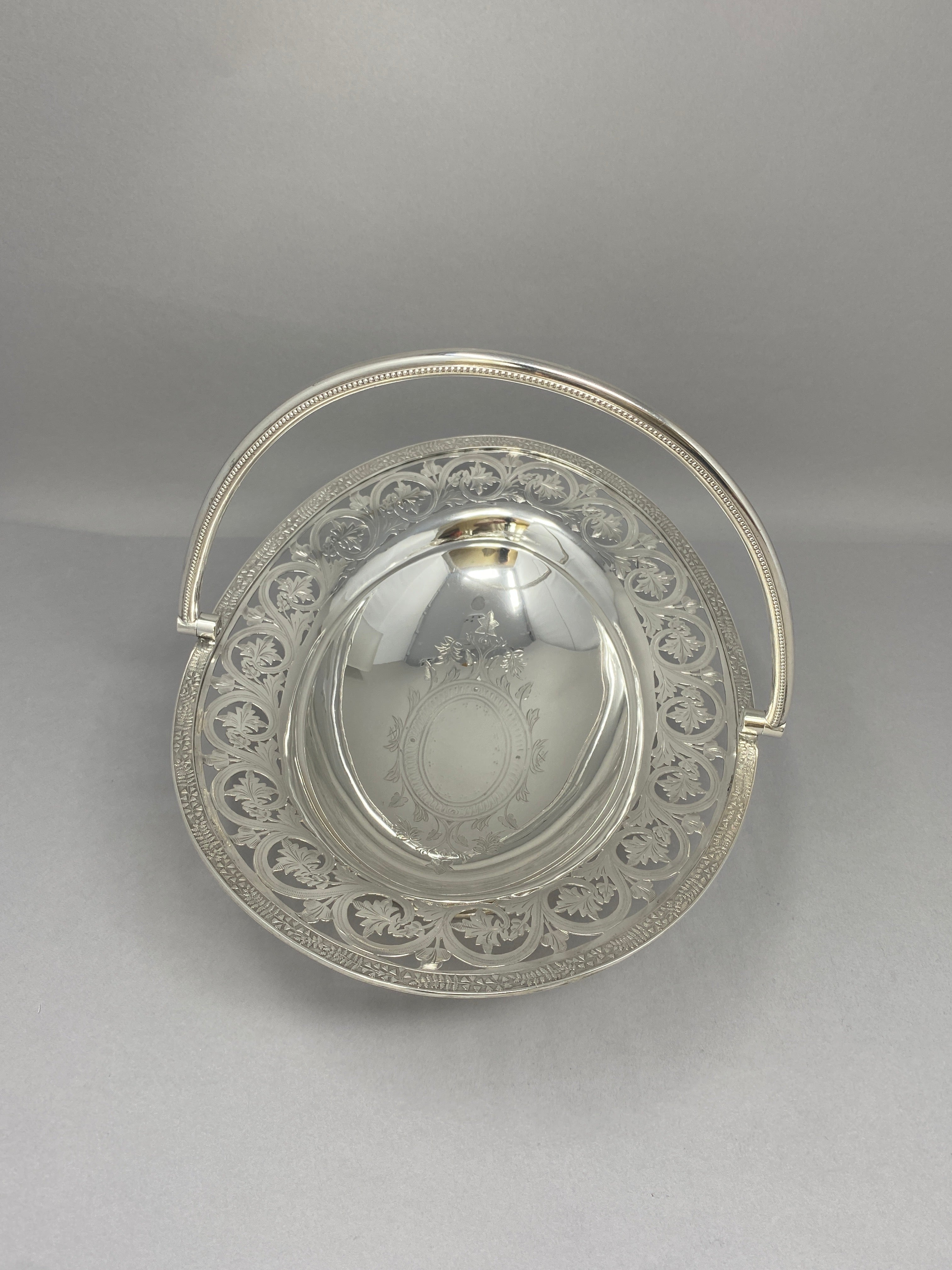Victorian Silver Plated Swing Handled Cake/Sweet Basket