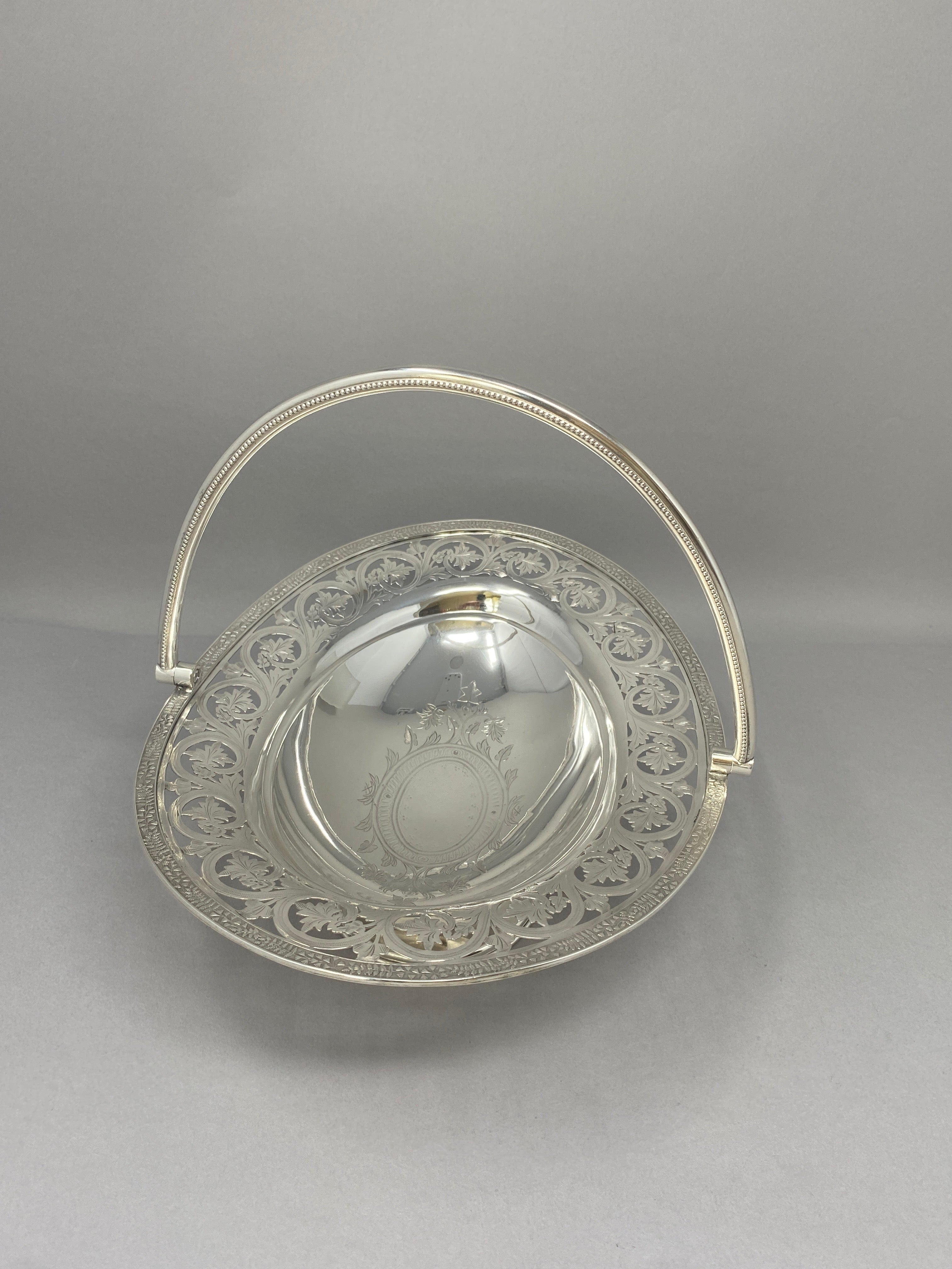 Victorian Silver Plated Swing Handled Cake/Sweet Basket