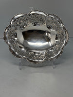 Load image into Gallery viewer, Antique Sterling Silver Oval Pierced Dish on Pedestal
