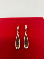 Load image into Gallery viewer, Silver and Amber Drop Earrings
