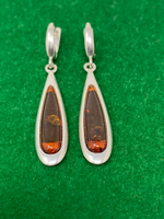 Load image into Gallery viewer, Silver and Amber Drop Earrings
