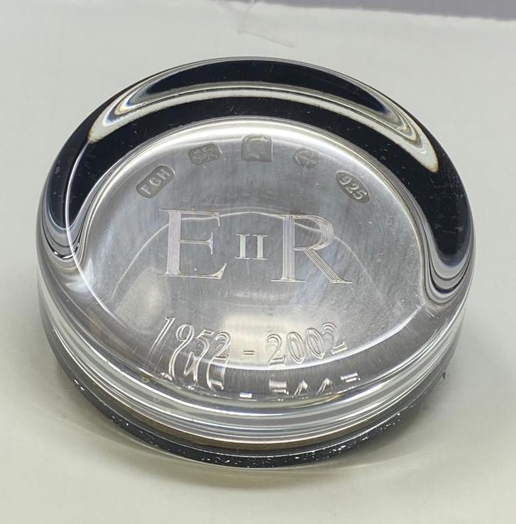 Silver and Glass Paperweight - Queen Elizabeth Golden Jubilee