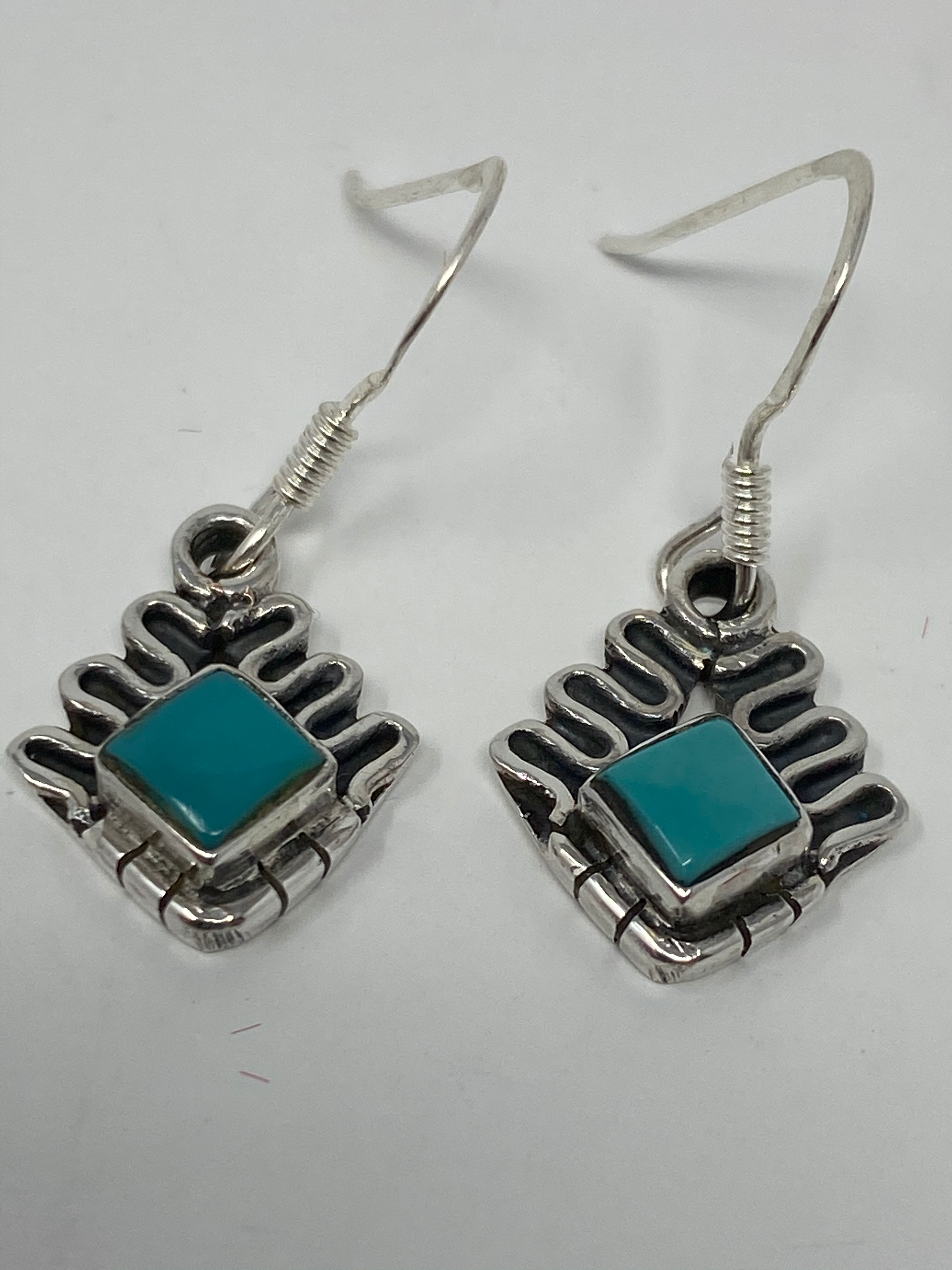 Silver and Natural Turquoise Stone Earrings