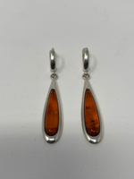 Load image into Gallery viewer, Silver and Amber Drop Earrings
