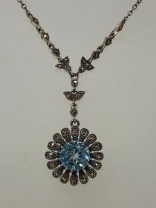 Blue Topaz and Marcasite Necklace