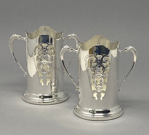 Pair Silver Plated Sauce Bottle Holders