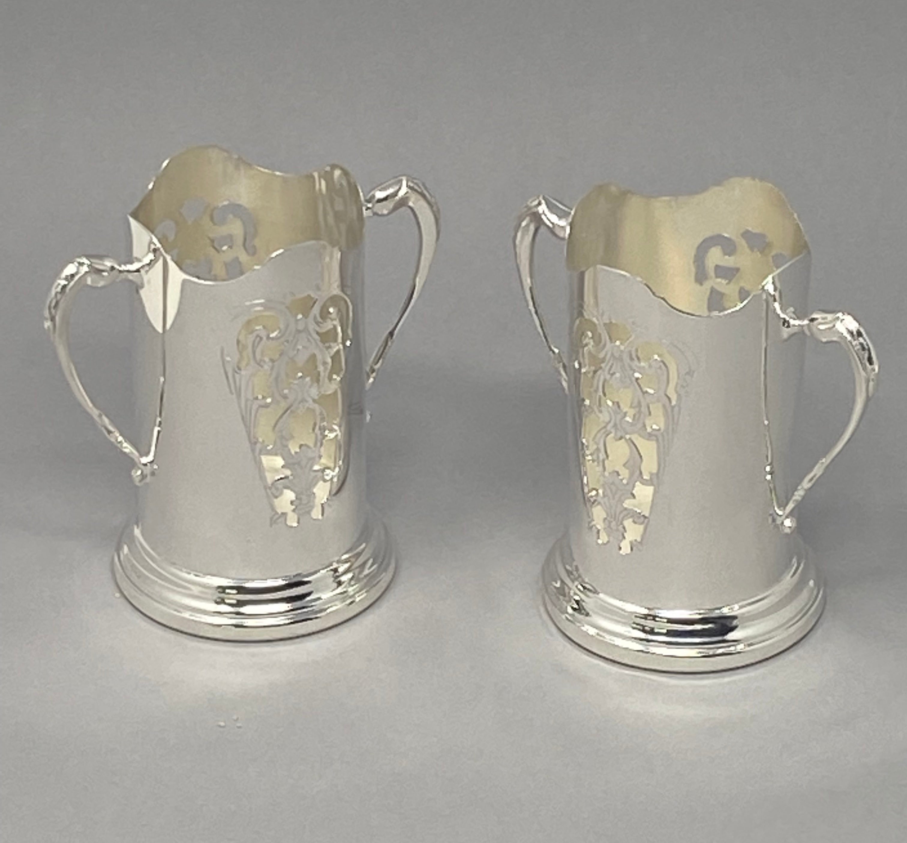 Pair Silver Plated Sauce Bottle Holders