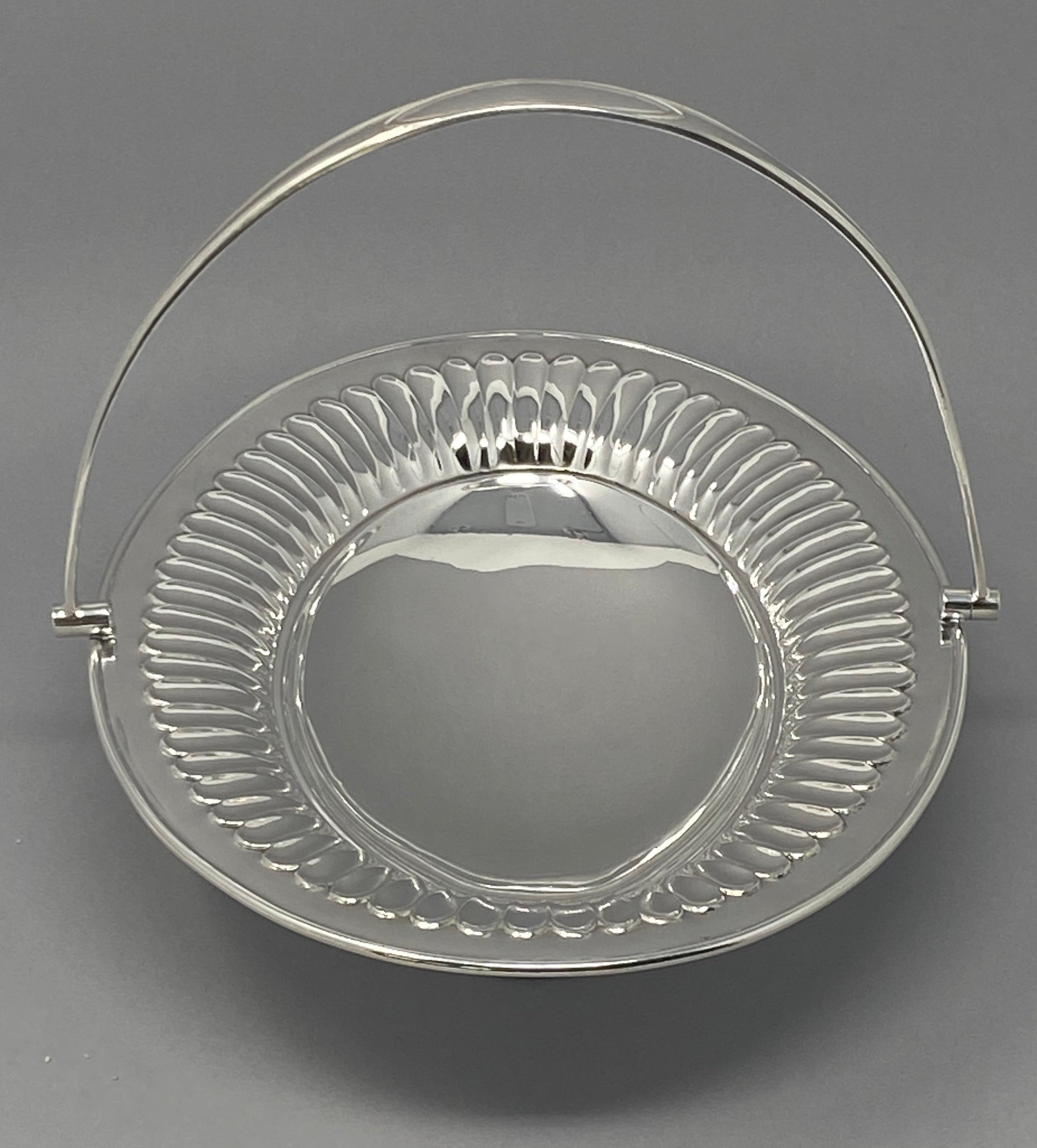 Antique Silver Plated Fluted Cake Basket