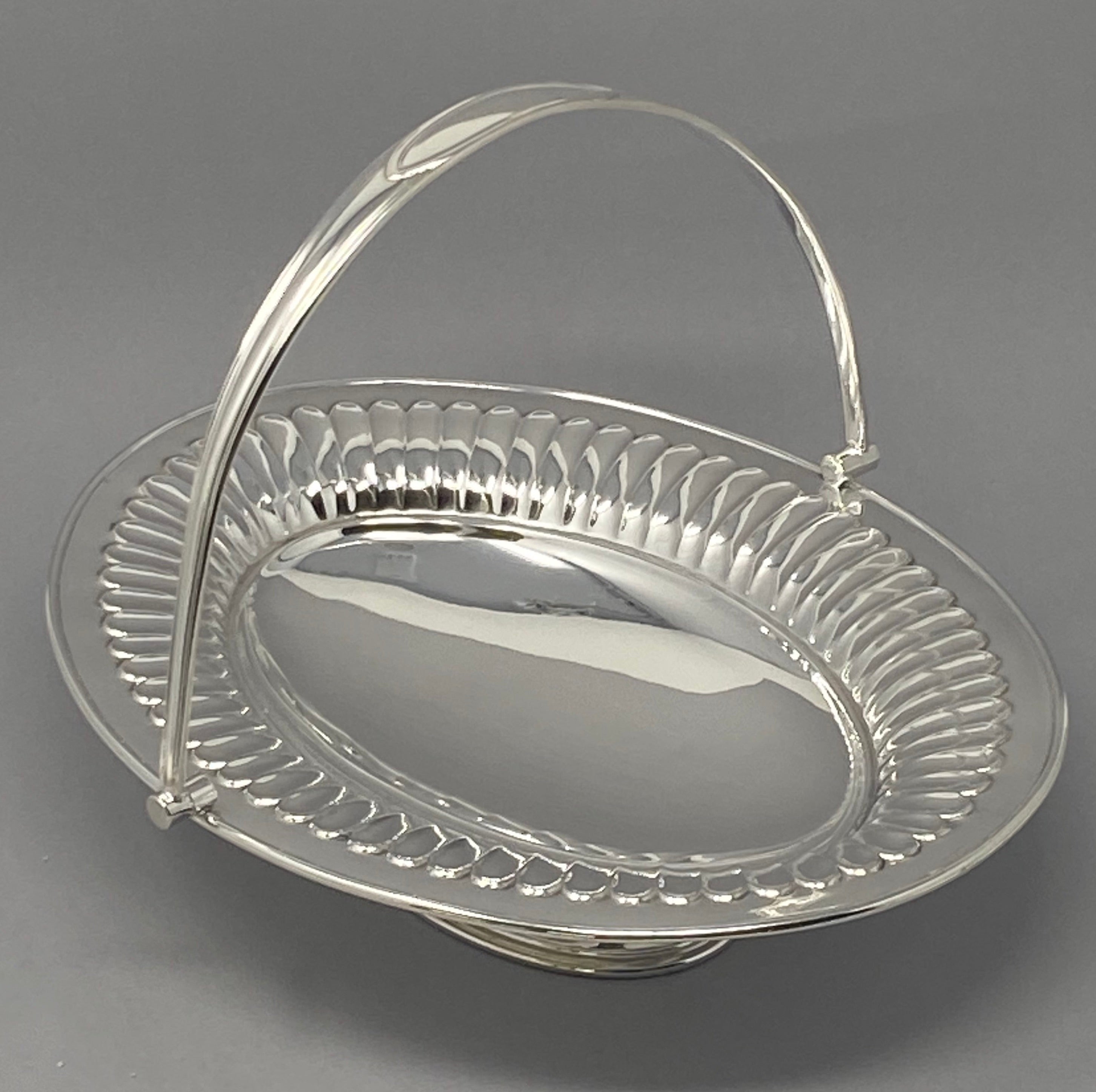 Antique Silver Plated Fluted Cake Basket