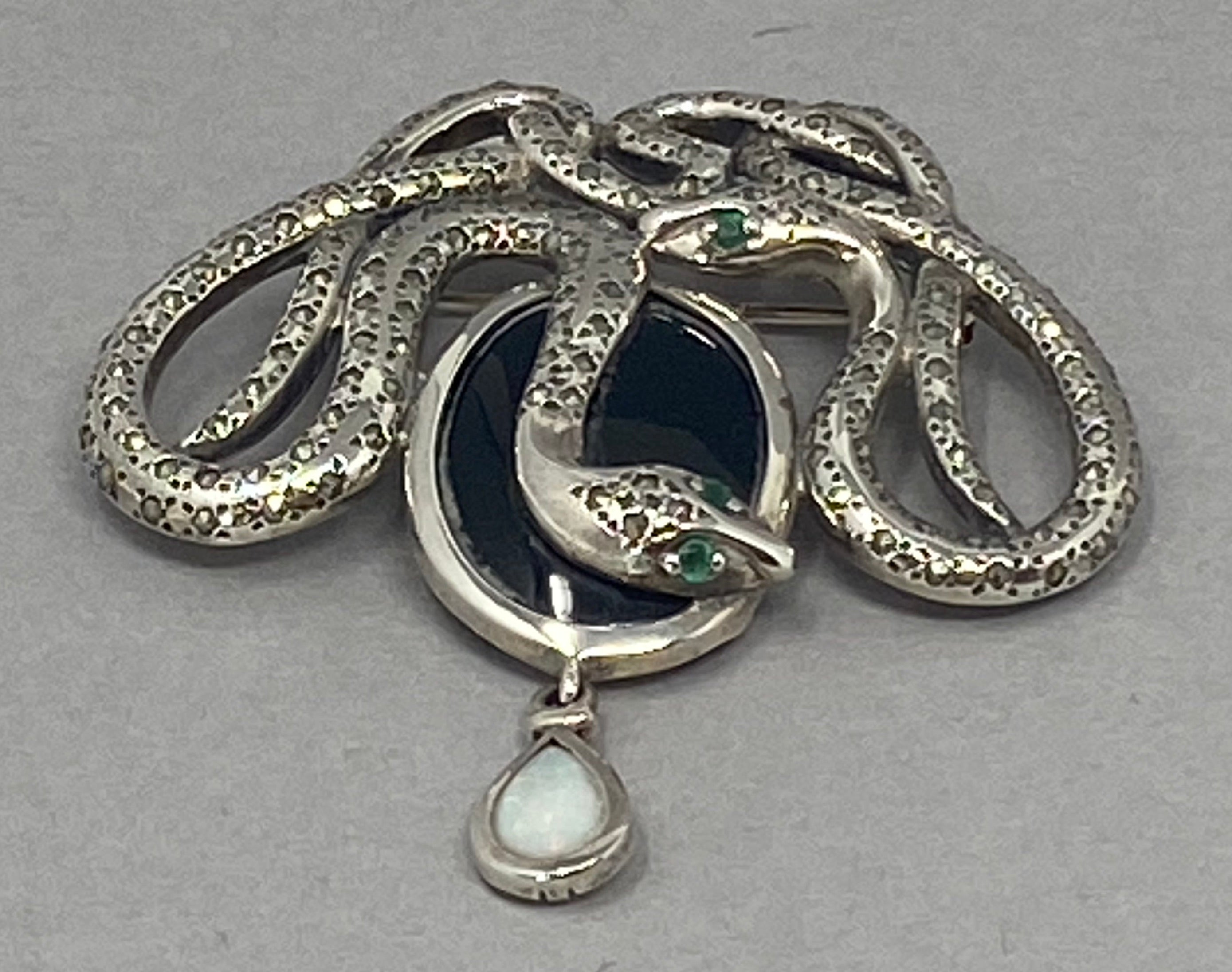 Silver Brooch with Snake Design