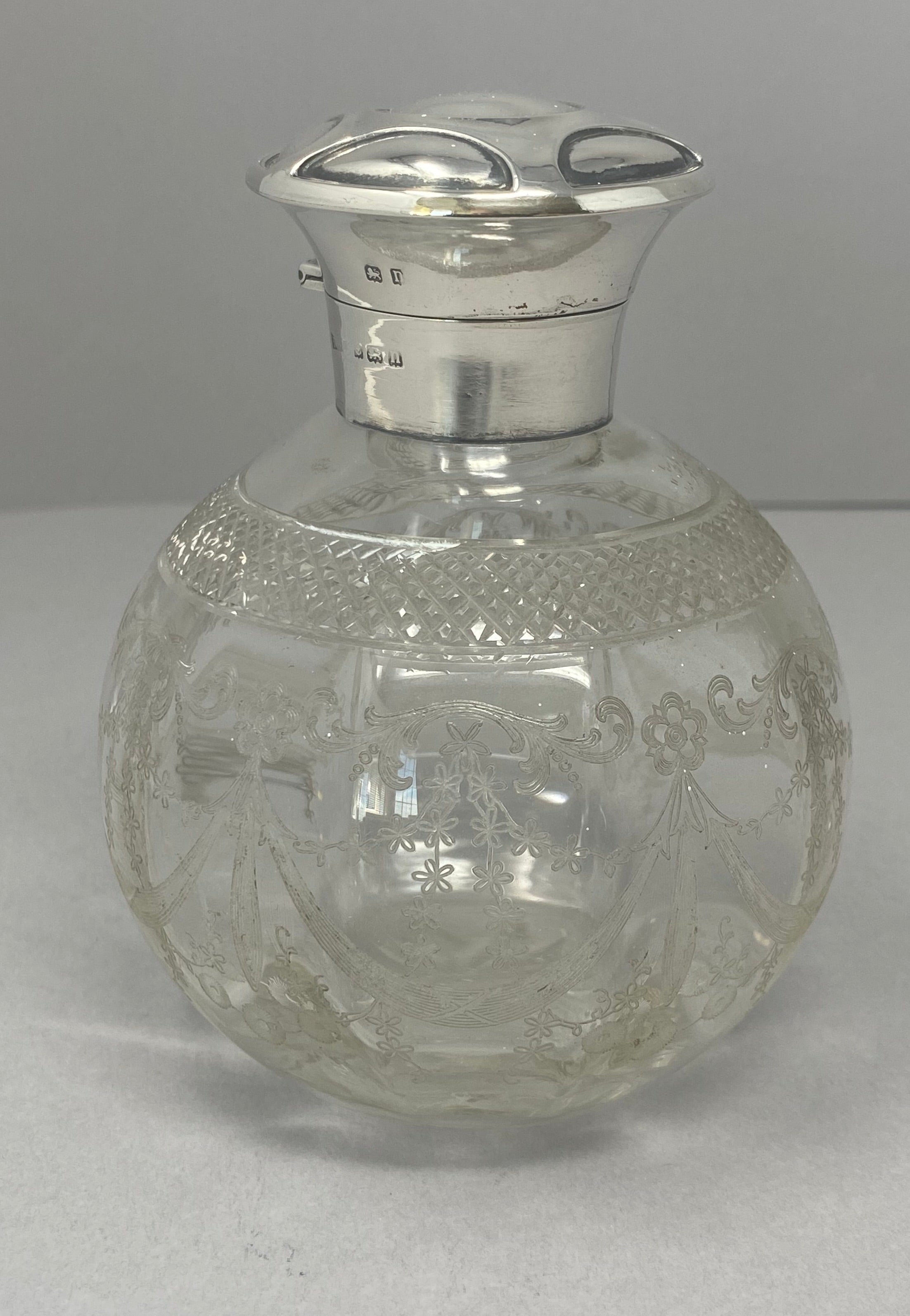 Antique Silver and Glass Perfume Bottle