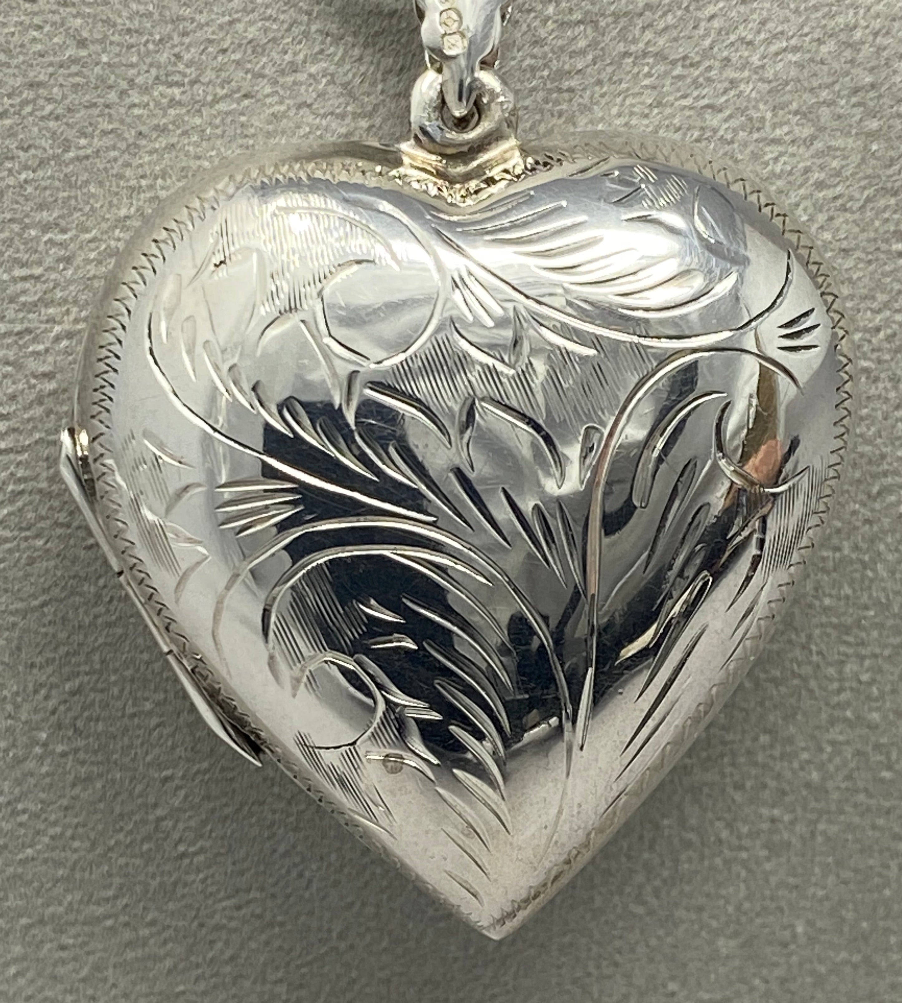 Vintage Silver Heart Shaped Locket on Chain