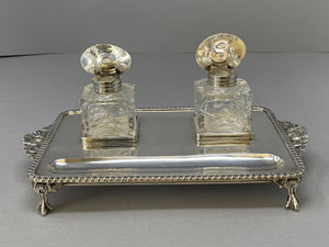 Victorian Silver two Bottle Inkstand