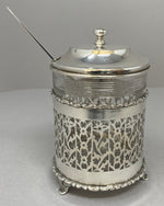 Load image into Gallery viewer, Antique Silver Preserve Jar with Spoon and Glass Liner
