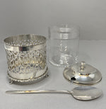 Load image into Gallery viewer, Antique Silver Preserve Jar with Spoon and Glass Liner
