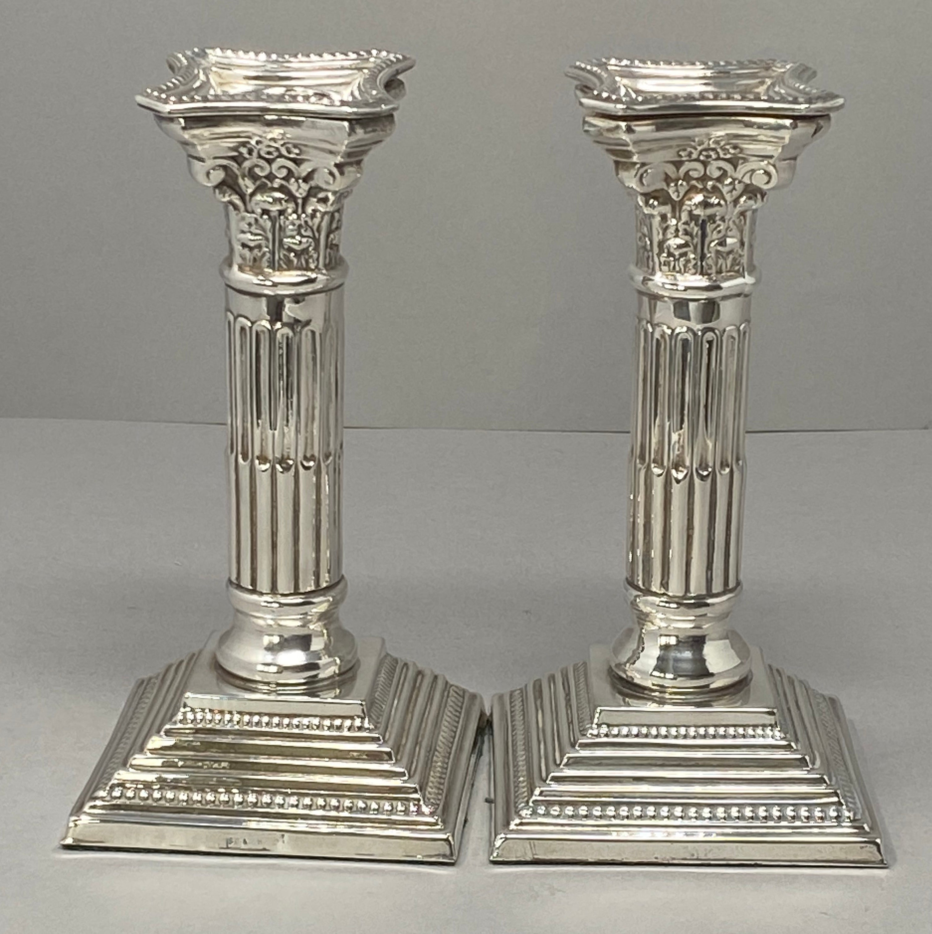 Pair Antique Silver Plated Candlesticks