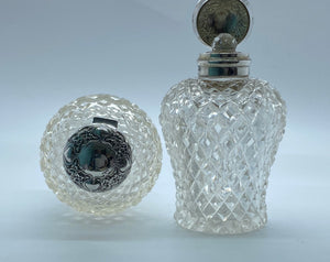 Pair of Antique Silver and Glass Perfume Bottles
