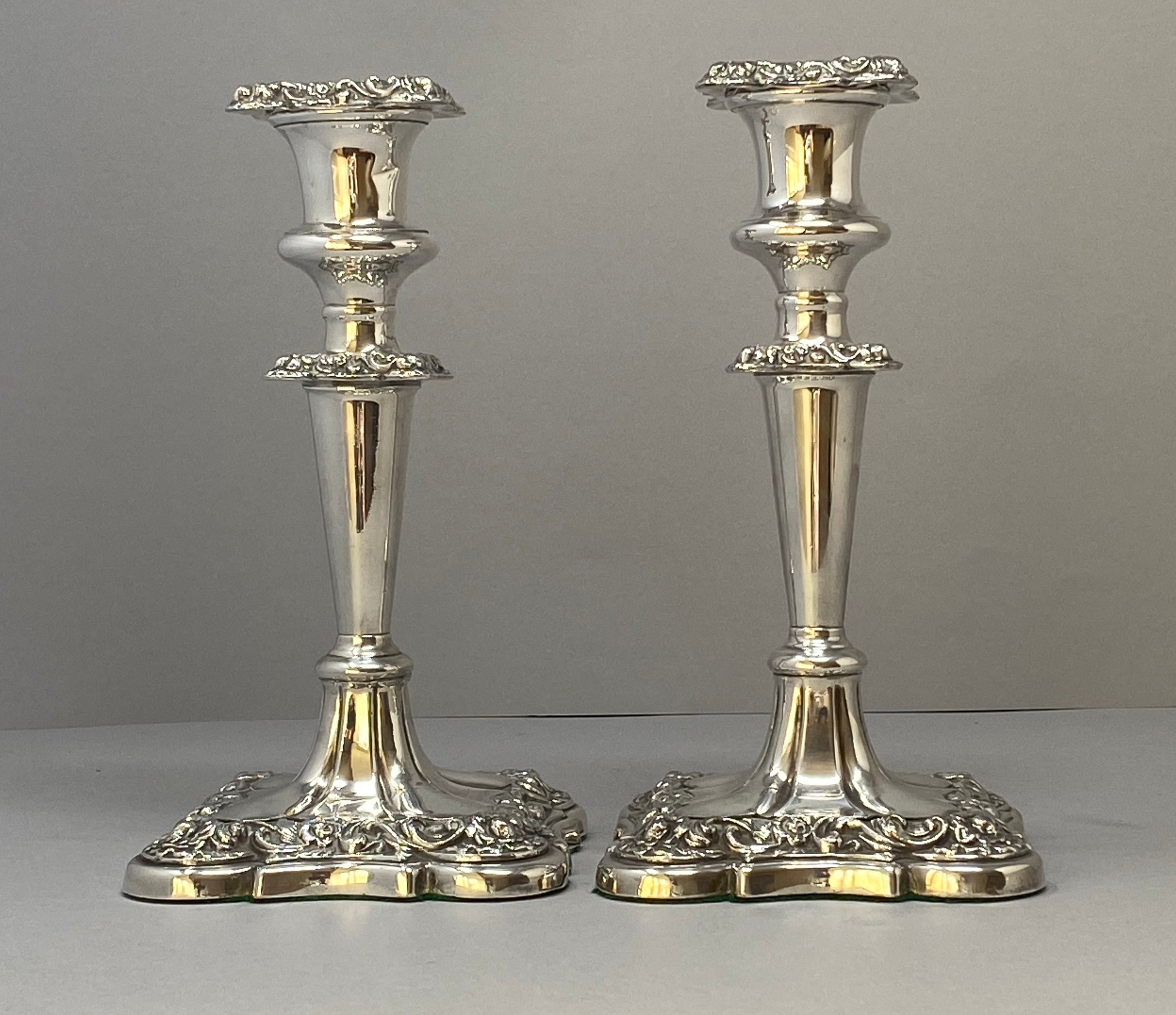 Antique Silver Plate Candlesticks