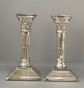 Pair Antique Silver Plated Candlesticks