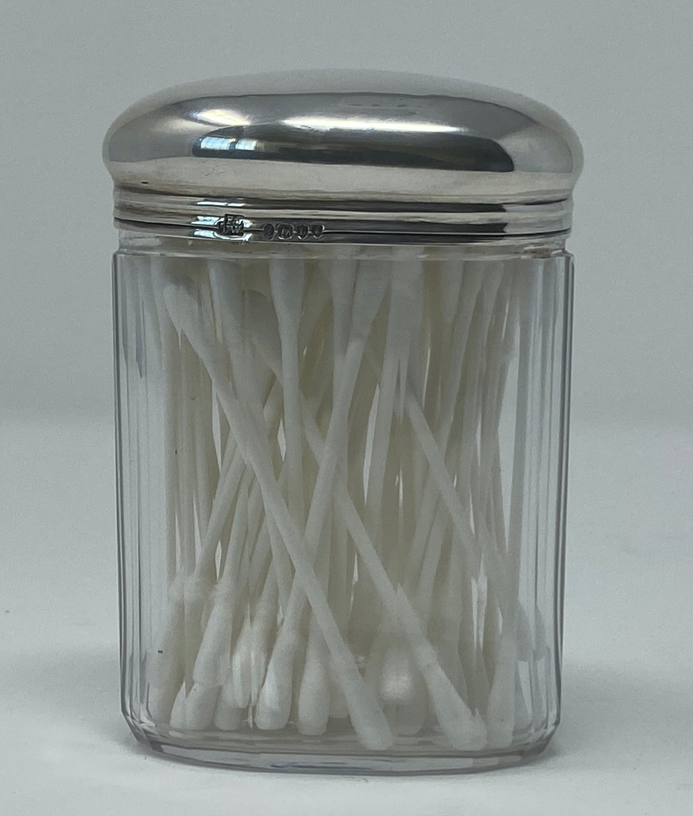 Antique Victoria Silver and Glass Dresser Jar