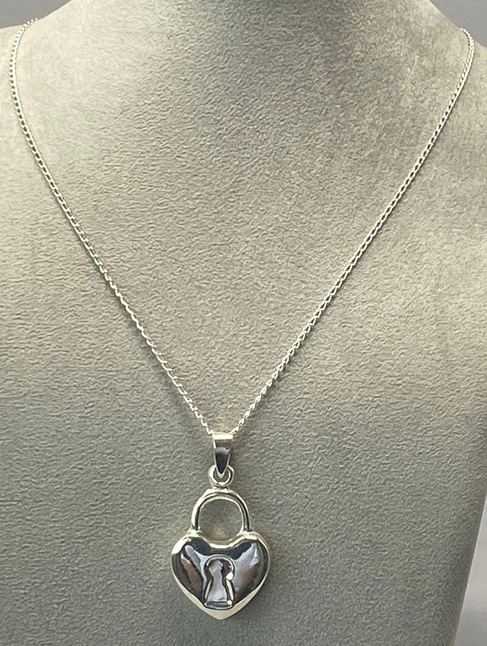 Vintage Silver Heart Lock Necklace