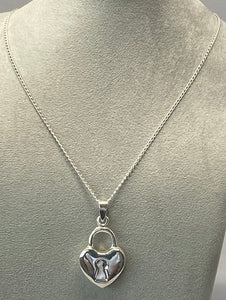 Vintage Silver Heart Lock Necklace