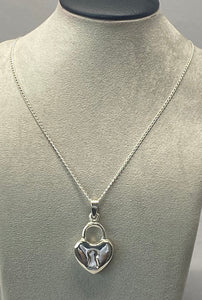 Vintage Silver Heart Lock Necklace