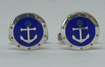 Load image into Gallery viewer, Silver and Enamel Anchor Design Cufflinks
