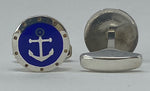 Load image into Gallery viewer, Silver and Enamel Anchor Design Cufflinks
