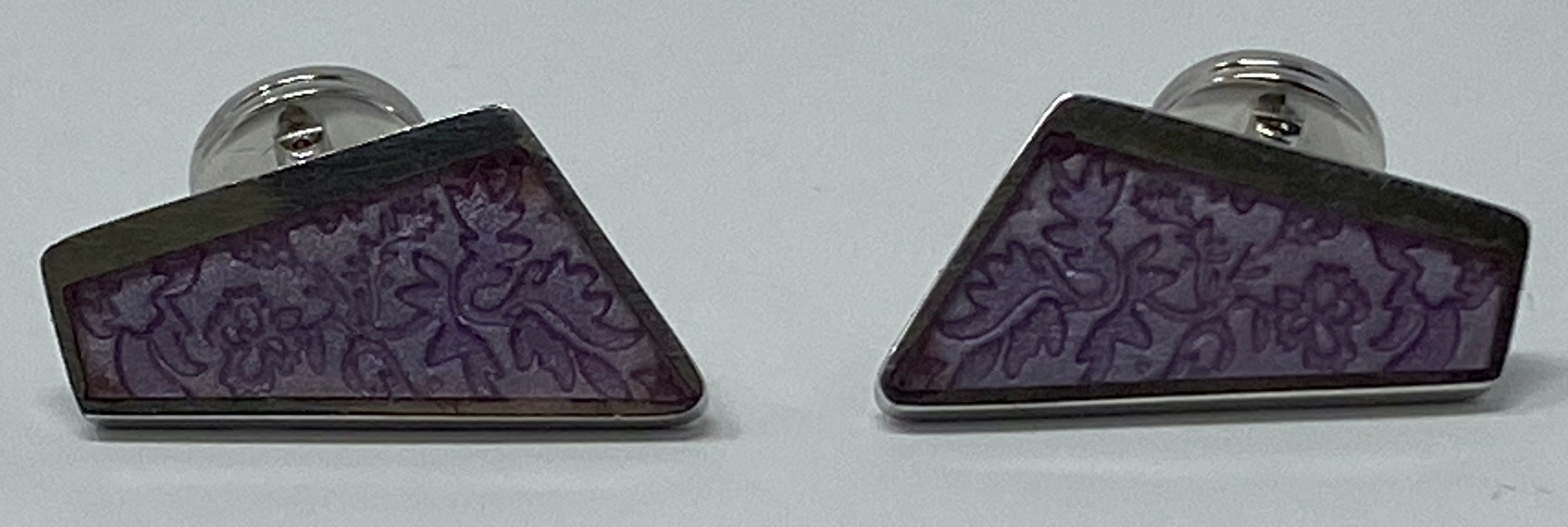 Lilac and Silver Cufflinks