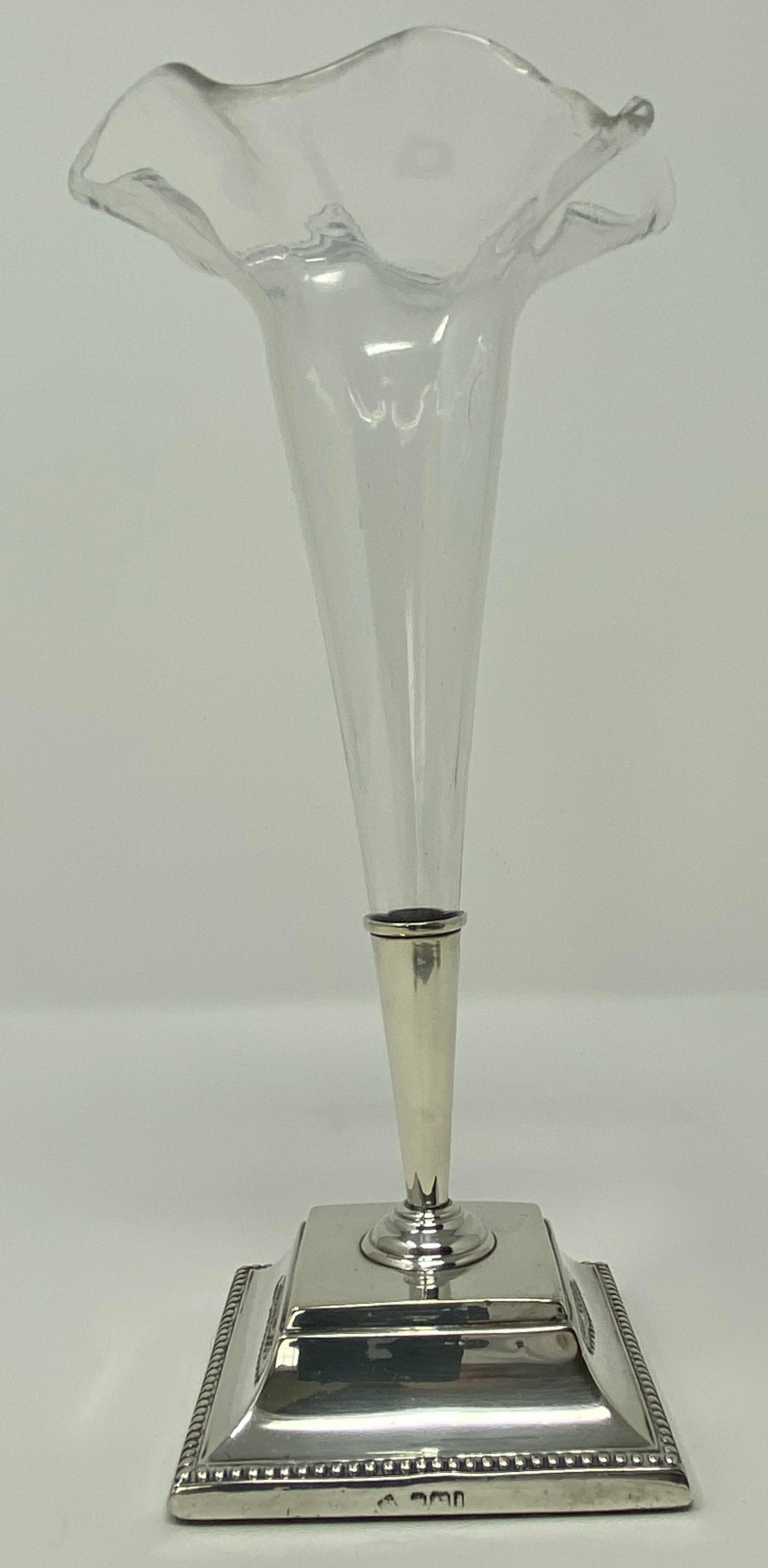 Antique Silver and Glass Spill Vase