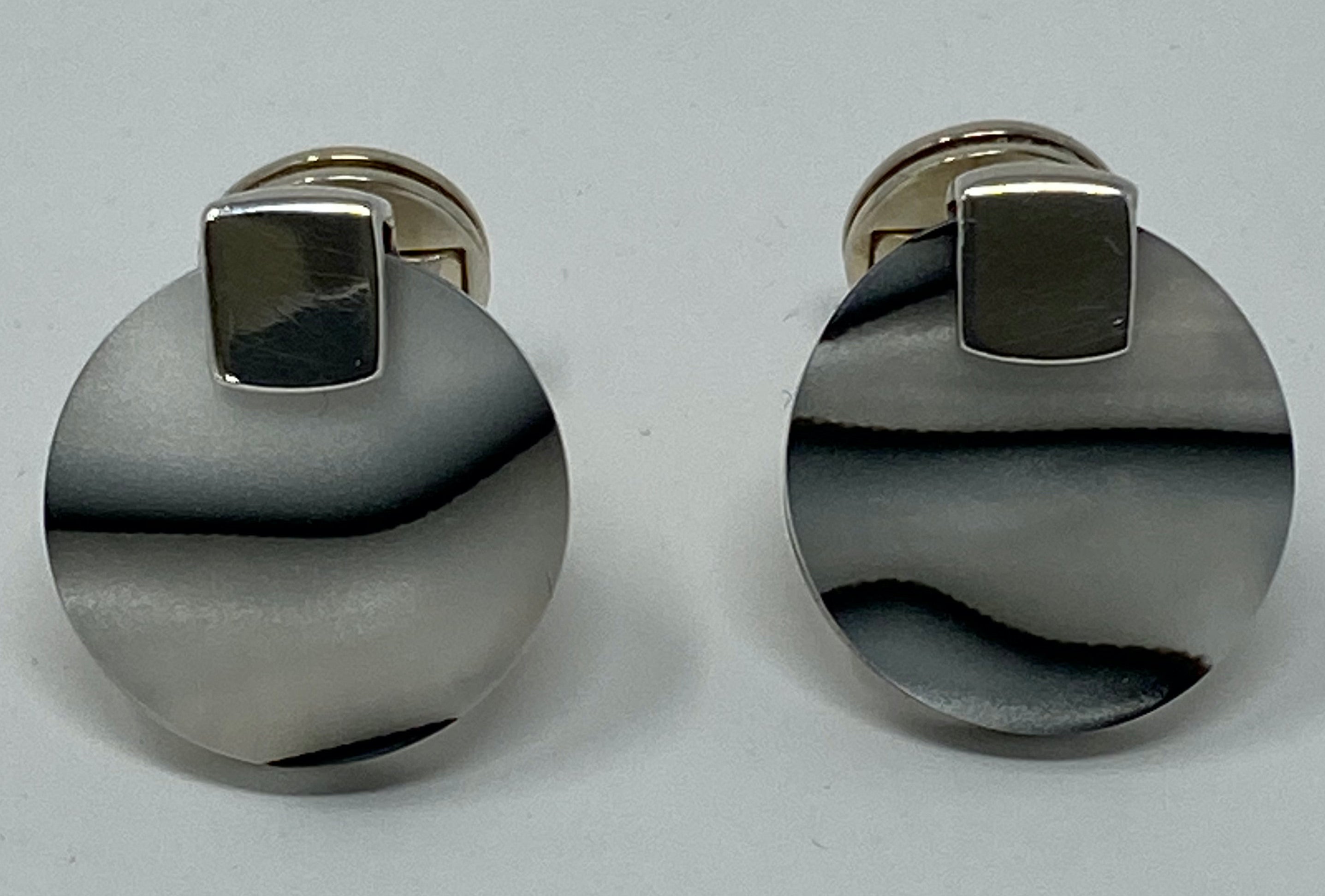 Silver and Grey Pearlescent Cufflinks