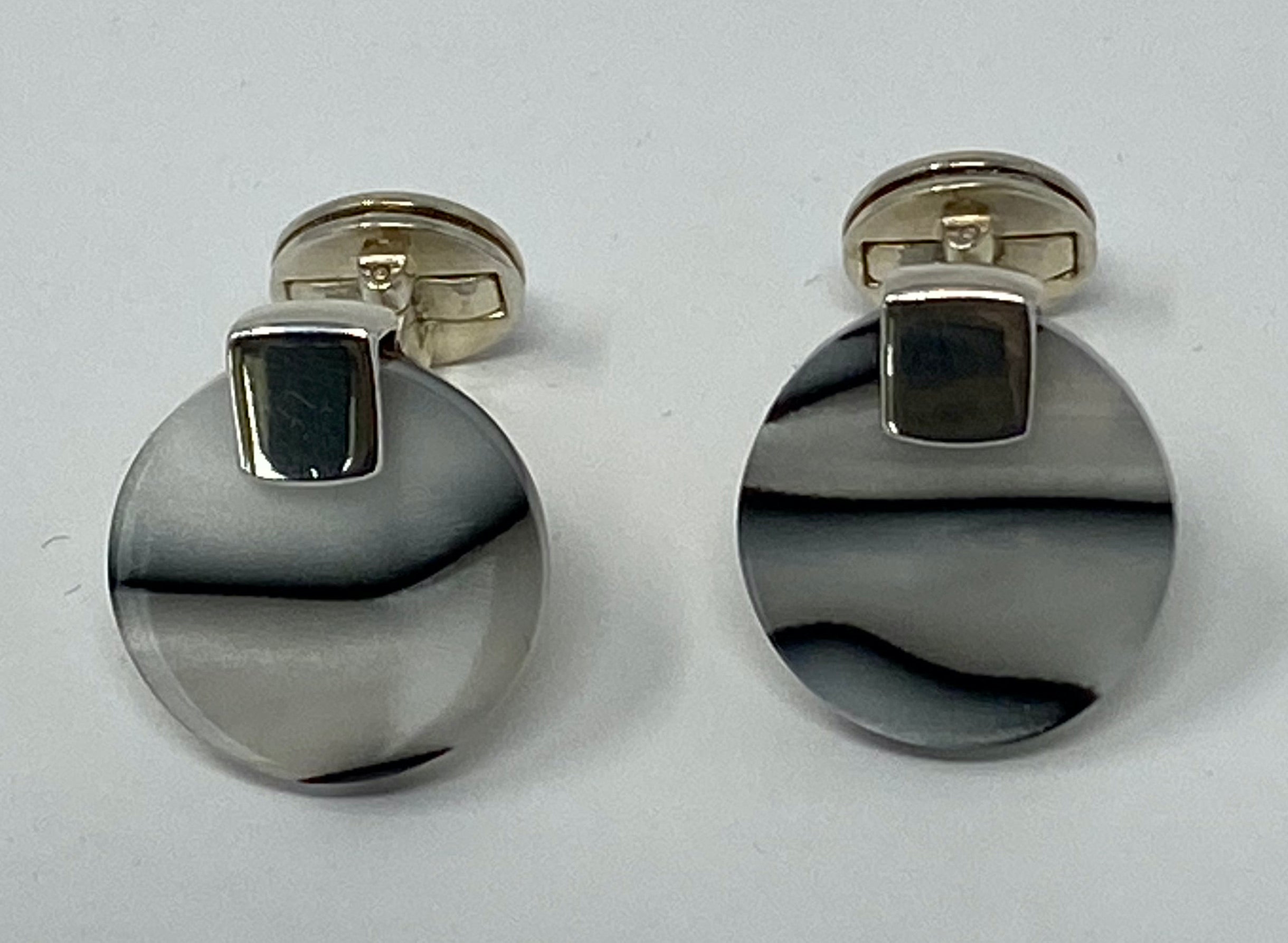 Silver and Grey Pearlescent Cufflinks