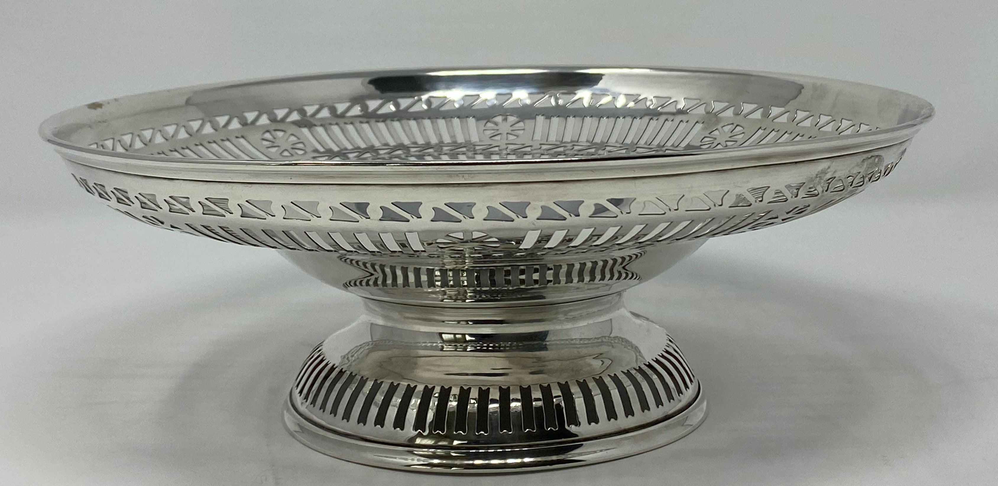 Antique Silver Pierced Dish on a Pierced Foot