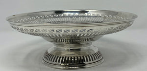 Antique Silver Pierced Dish on a Pierced Foot